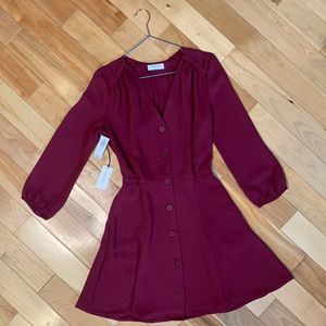 Babaton v neck button front dress